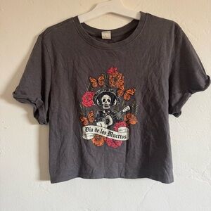 Dia de los muertos women’s grey top size m